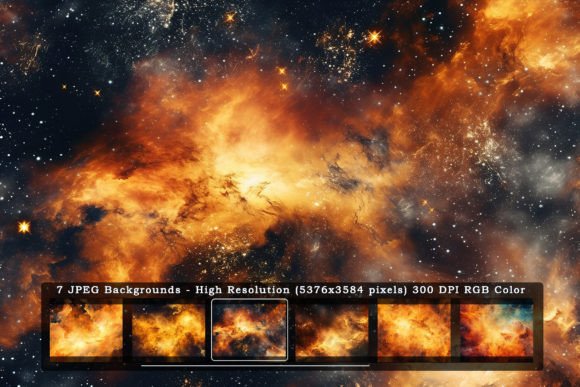 7 Golden Galaxy Sky Textures Backgrounds