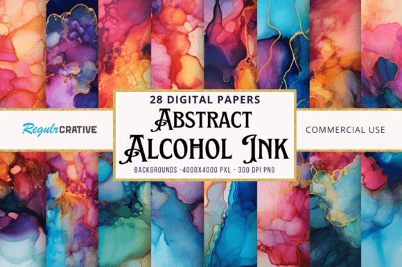 Alcohol Ink Backgrounds Bundle: 28 Versatile Designs
