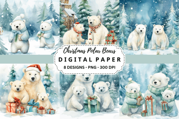 Christmas Polar Bears Backgrounds Papers: Elevate Your Designs