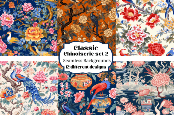 Classic Chinoiserie Set 2 Backgrounds: Elevate Your Projects