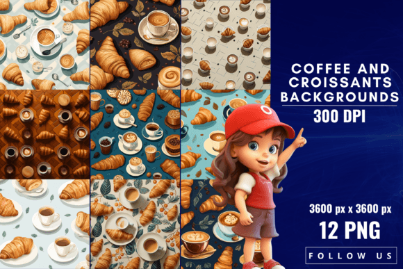 Coffee and Croissants Backgrounds: A Parisian Canvas