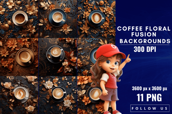Elevate Your Design with Coffee Floral Fusion Backgrounds