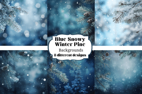 Elevate Your Winter Projects with Snowy Pine Blue Backgrounds