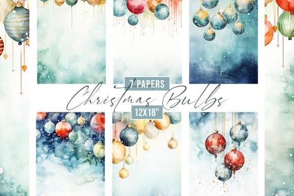 Watercolor Christmas Bulbs Backgrounds for Festive Projects