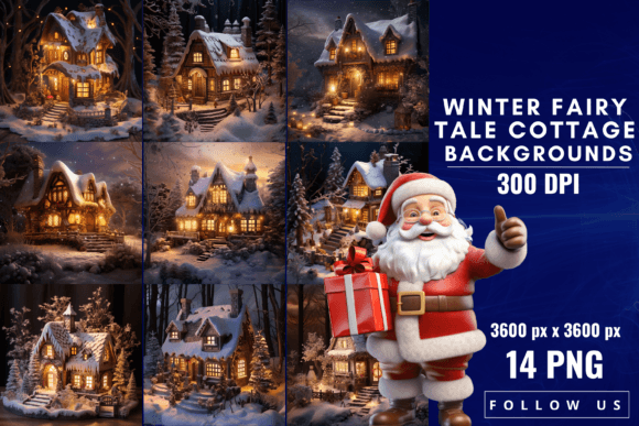 Winter Fairy Tale Cottage Backgrounds: Enchanting Visual Assets
